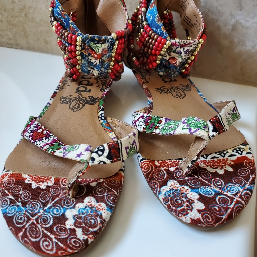 Mudd Multicolored Beaded Sandals